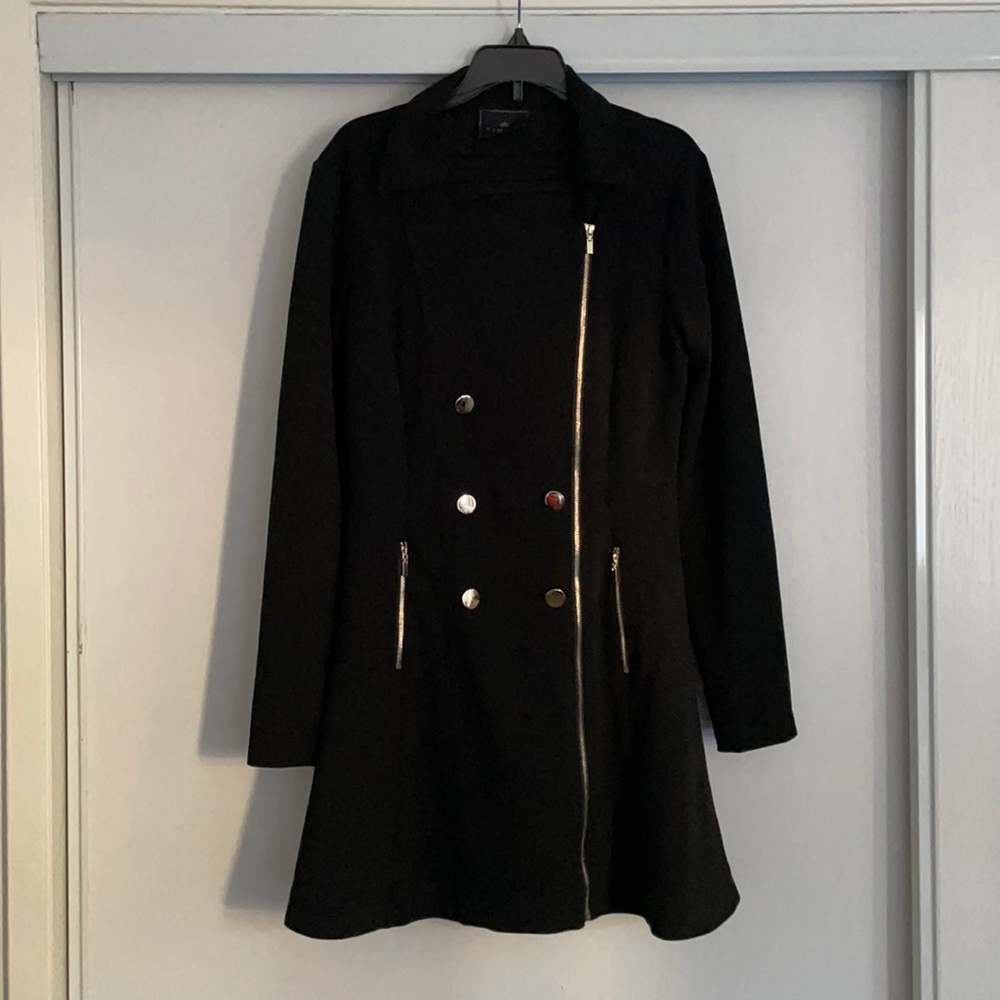 Black Dressy Zipper Coat